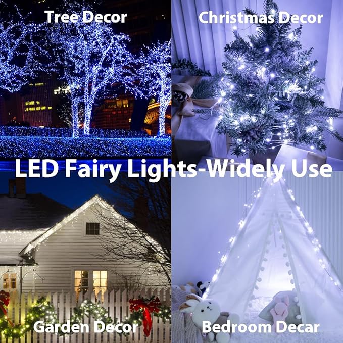 525FT Cool White Fairy Lights, 1600 LEDs, Plug - in, 8 Modes with Timer, Remote, Dimmable & Waterproof, Ideal for Bedroom, Garden, Christmas, Wedding, Birthday (Indoor/Outdoor)