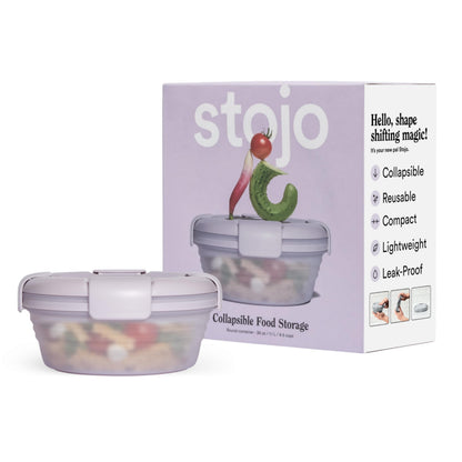 STOJO Collapsible Bowl - Translucent Denim Blue, 36oz - Reusable Silicone Bowl for Hot and Cold Food - Perfect for Travel, Meal Prep, To-Go Lunch, Camping & Hiking - Microwave & Dishwasher Safe