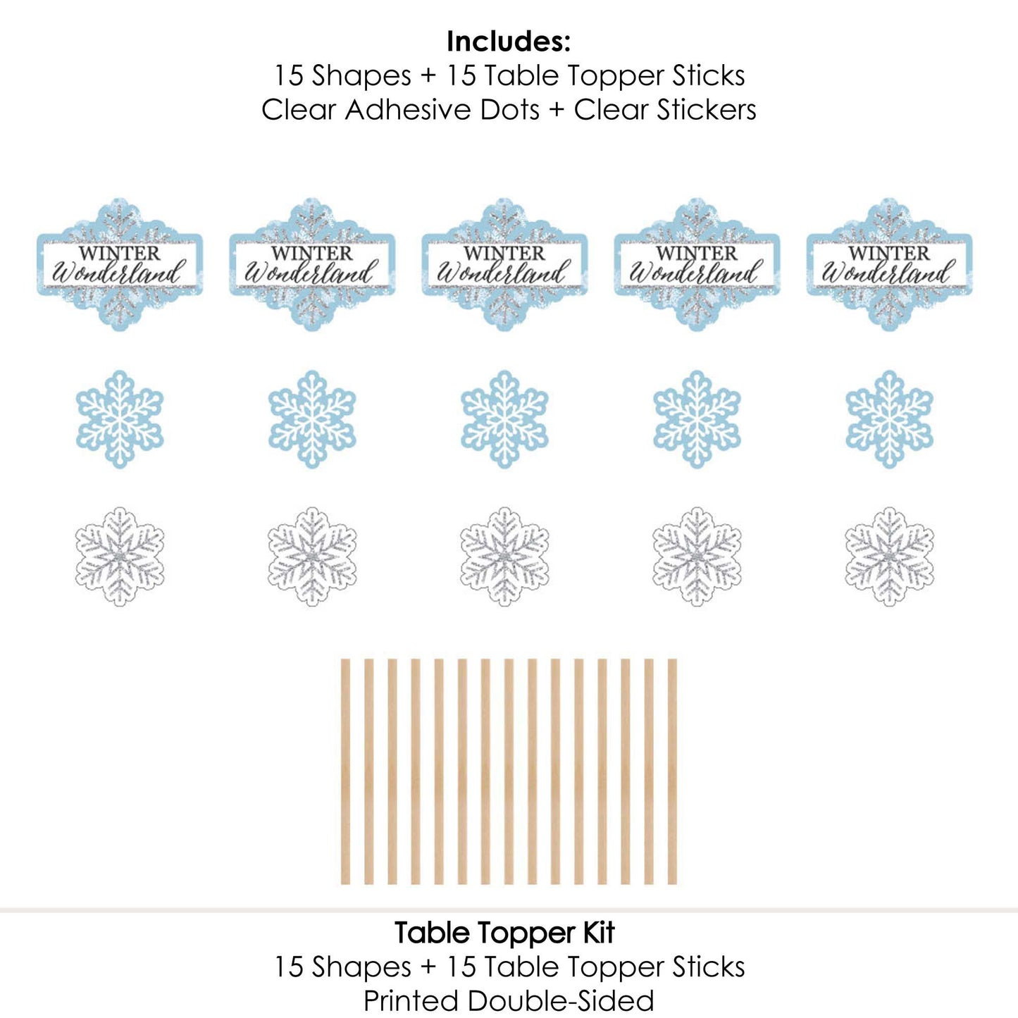 Big Dot of Happiness Winter Wonderland - Snowflake Holiday Party and Winter Wedding Party Centerpiece Sticks - Table Toppers - Set of 15