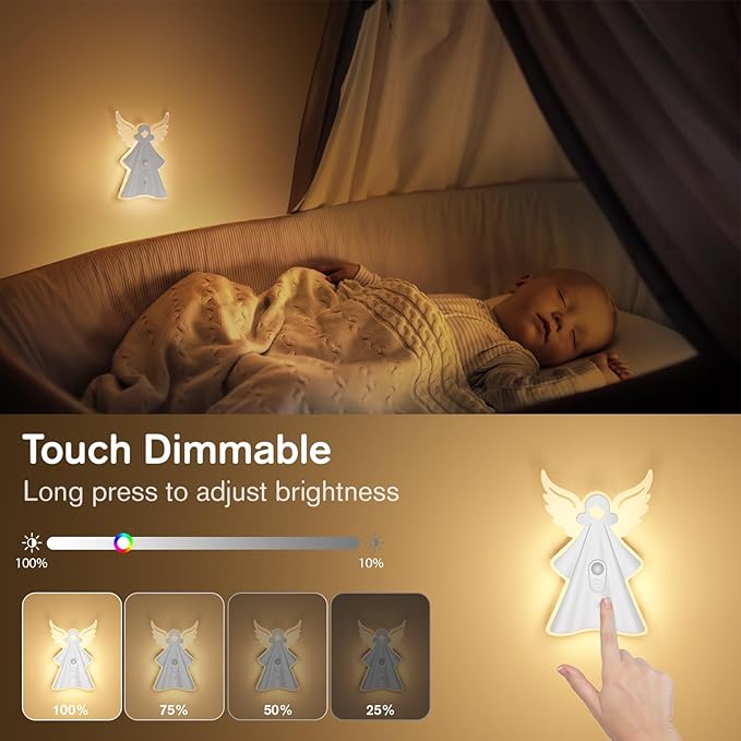 WOBANE 2PCS Night Lights Motion Sensor,Rechargeable LED Light with Remote,18 Colors Dimmable RGB Night Lamp,Battery Operated Touch LED Lighting for Kids,Stairs,Bedroom,Hallway,Gifts