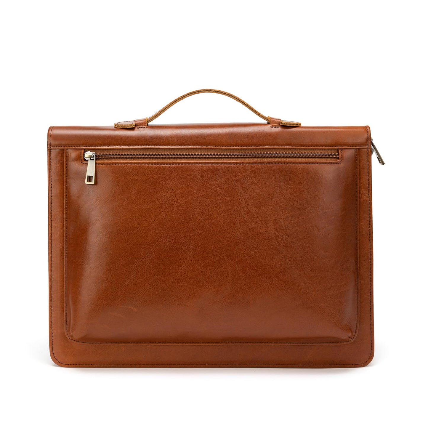 YIWEN Handmade Leather Portfolio with Handle – Zippered Front Pocket, Writing Pad Clip, Letter Size Notepad Holder, Professional Business Padfolio for Men Women (Brown, Pull-up Leather)