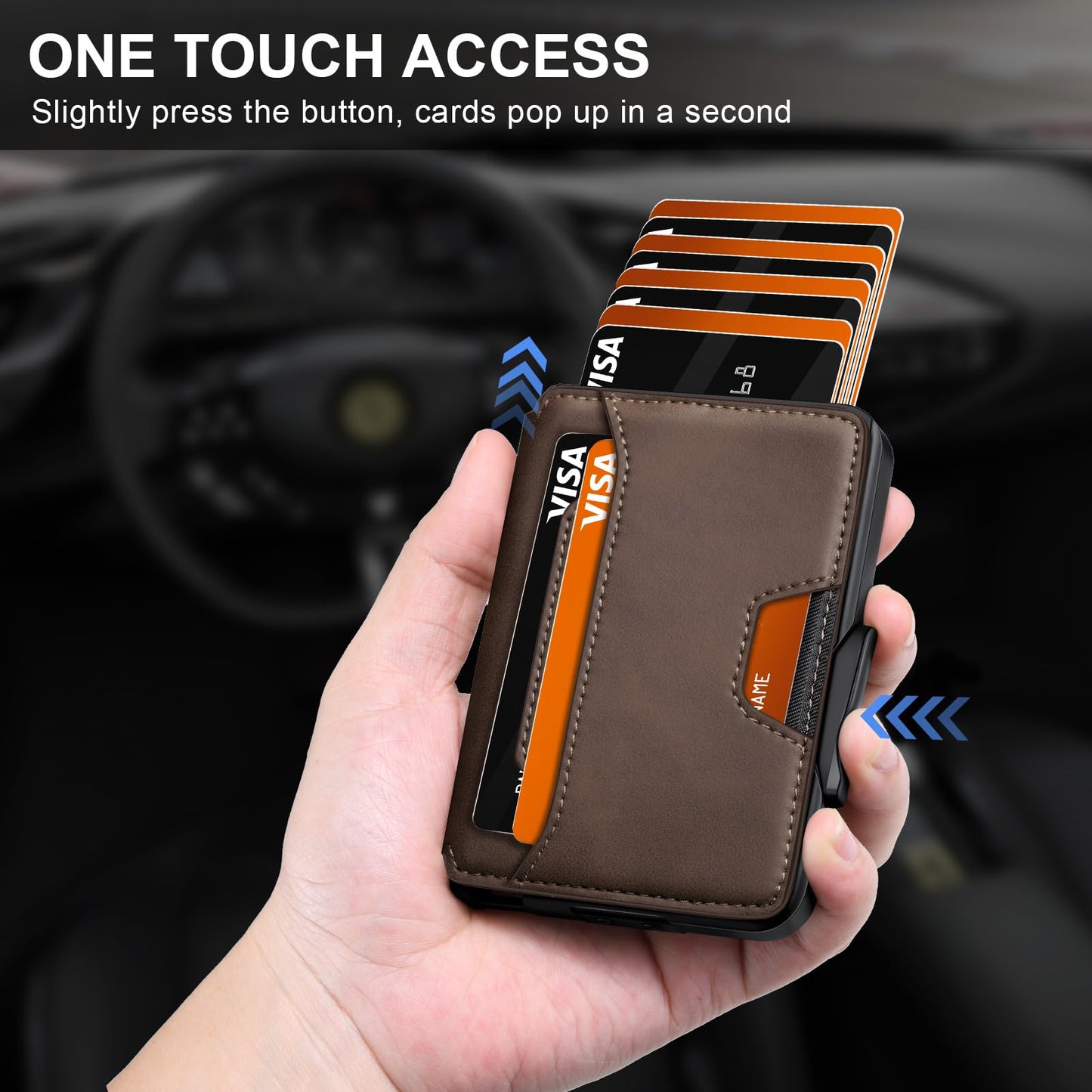 SEMORID Wallet for Men, Mens Wallet Minimalist Slim Wallet, RFID Blocking Smart Pop Up Wallet with Money Clip & ID Window, Metal Compact Wallet, Aluminum Credit Card Holder Wallet