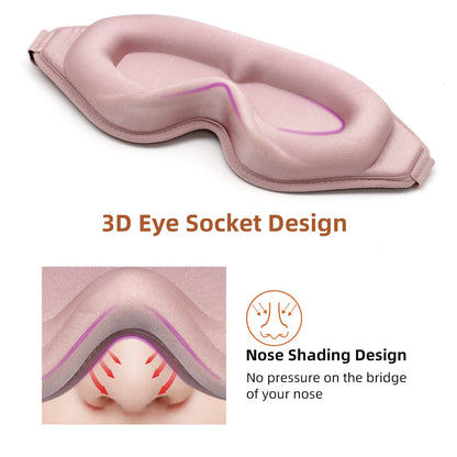 3D Contoured Sleep Mask for Women Men,Effective Light Blocking Eye Mask Sleeping Soft Night Blindfold with Adjustable Strap(Pink)