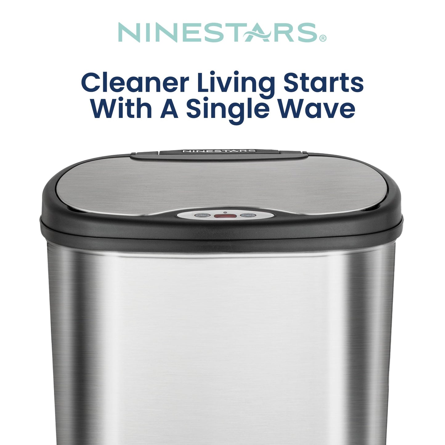 NINESTARS DZT-50-13 The Original Touchless Automatic Motion Sensor Trash Can, Black Top, 13.2 Gal. / 50 L, Stainless Steel
