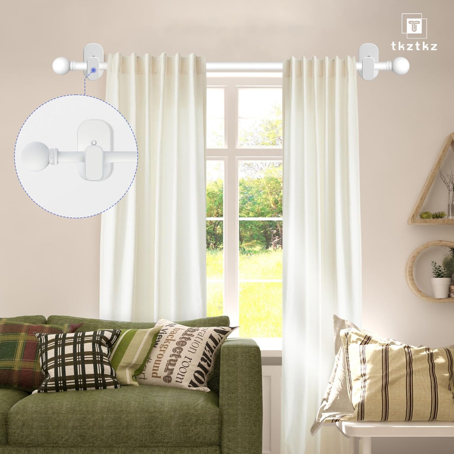 Curtain Rods No Drilling for Windows 32 to 45 Inch:No Drill Small Silver Curtain Rod with Adhesive Brackets for Bedroom,5/8" Apartment Renter Friendly Adjustable Drapery Rods Easy Install