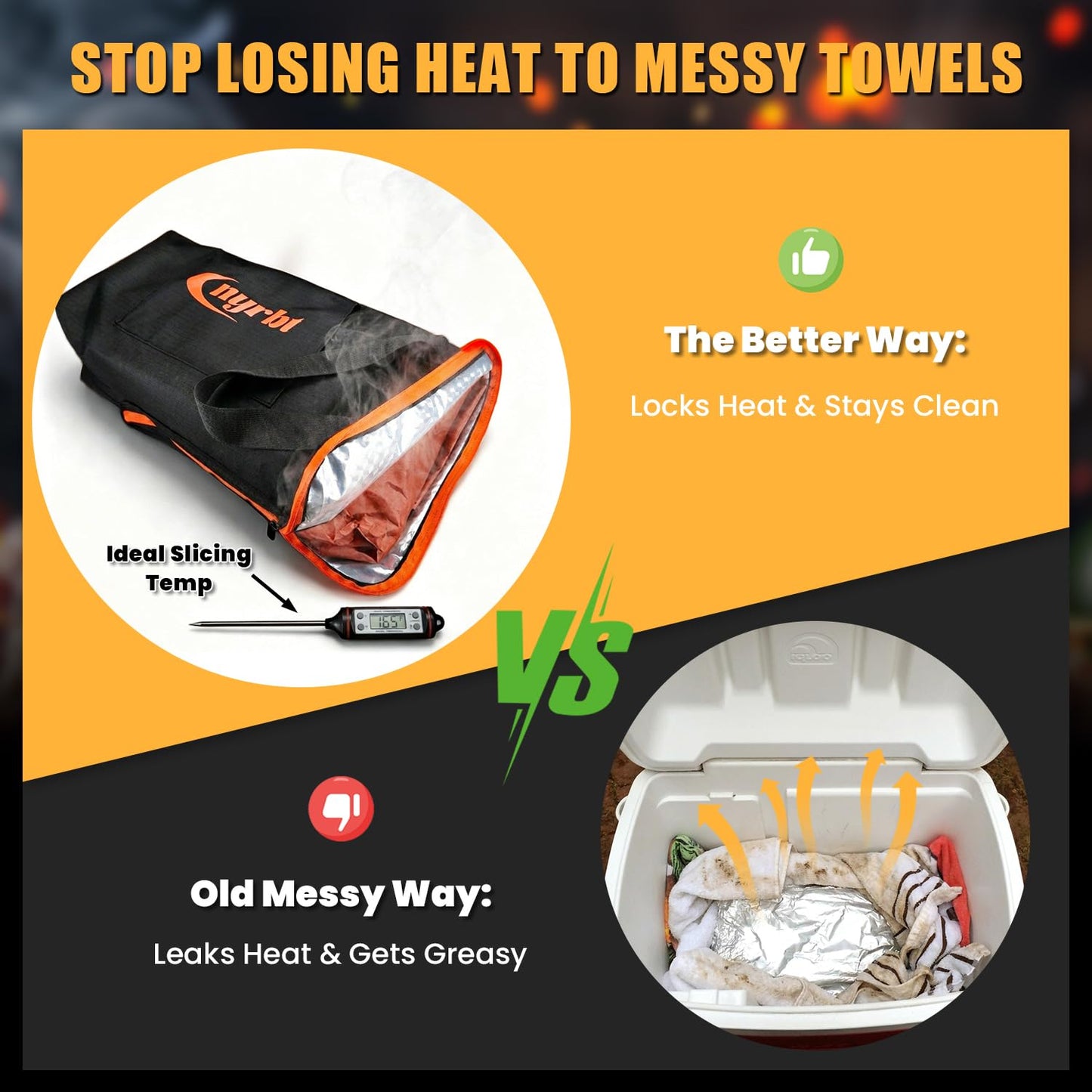 BBQ Blanket for Resting Meat – 21" Insulated Meat Resting Bag Keeps Brisket Juicy & Tender – Heavy-Duty Smoker Grill Accessory for Pork Shoulder, Steak, Turkey – Pitmaster Gifts for Men Dad