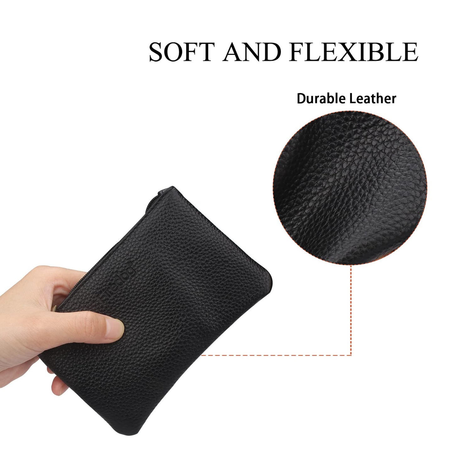 FIREDOG Tobacco Pouch, Small Leather Pouch Rolling Cigarettes Storage Bag Case for Men(Black)