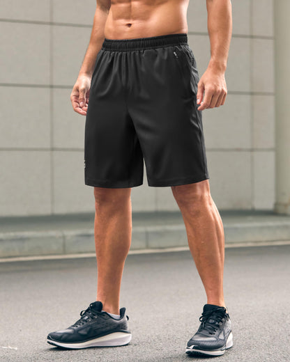G Gradual Men's Athletic Running Shorts with Zipper Pockets Quick Dry 7"/ 5"/ 9" Workout Gym Shorts for Basketball Hiking(Black,9L)