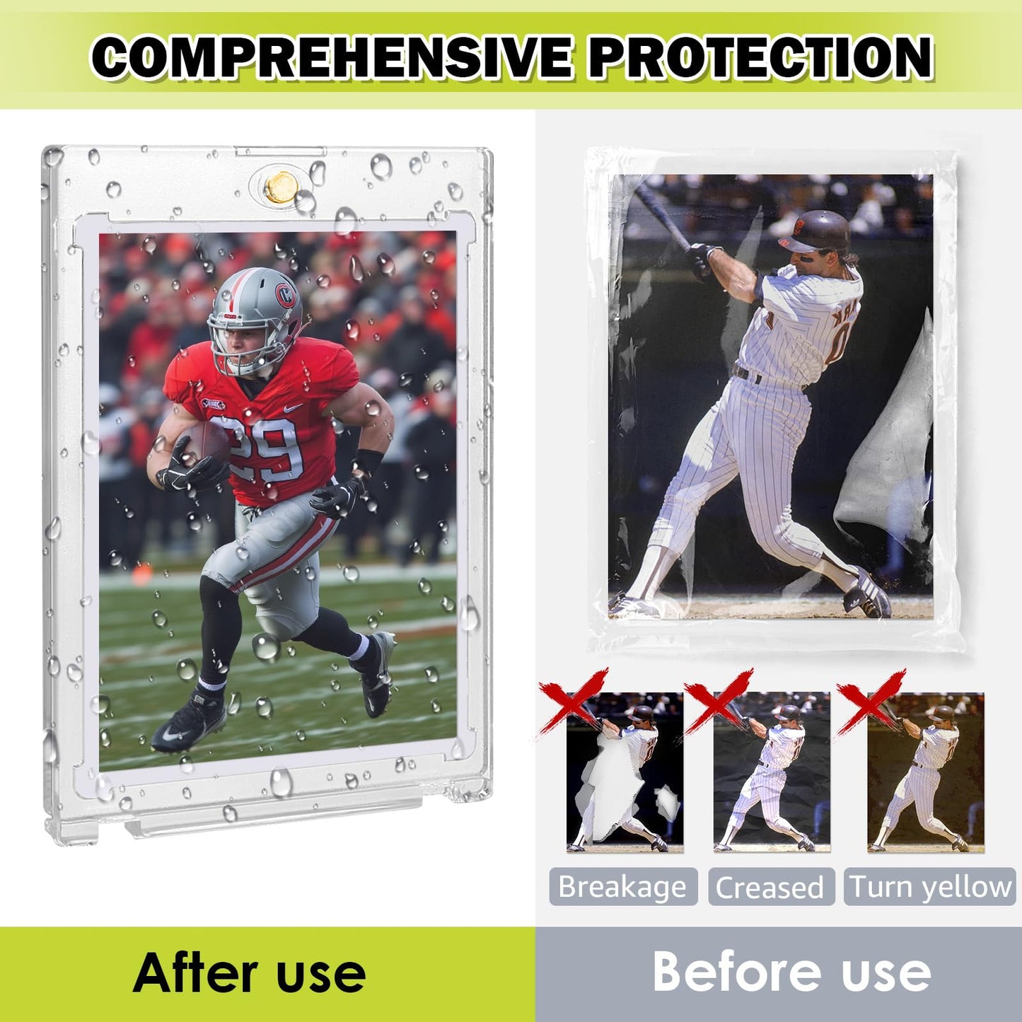 130PT Magnetic Card Holders for Trading Cards, 36ct One Card Touch Holder Baseball Card Thick Protectors Hard Plastic Magnetic Card Case Sports Football Basketball Top Loads for Cards Sleeves