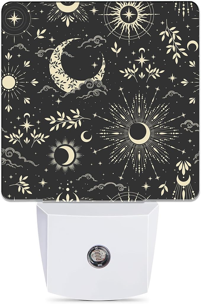Stars Moon Black Sky Night Light Plug in Wall Lamp Smart Dusk to Dawn Sensor for Home Decorative, Kids Room Bedroom Bathroom Kitchen Hallway Gifts