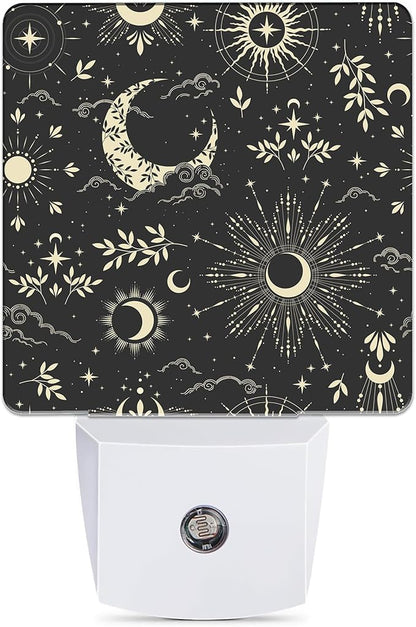 Stars Moon Black Sky Night Light Plug in Wall Lamp Smart Dusk to Dawn Sensor for Home Decorative, Kids Room Bedroom Bathroom Kitchen Hallway Gifts