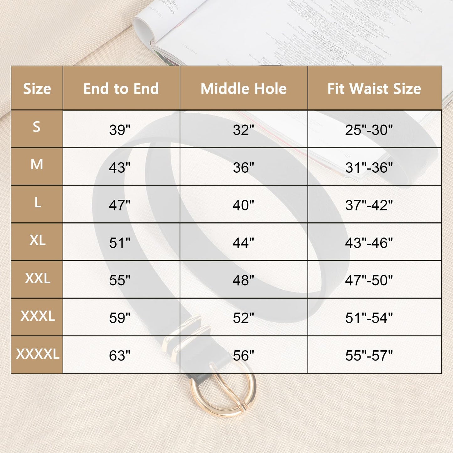VONMELLI 2 Pack Women's Leather Belts for Jeans Pants Fashion Gold Buckle Ladies Belt Black Brown M