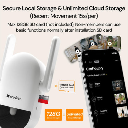 Doorbell Camera Wireless Video Doorbell with Chime, AI Motion Detection Doorbells with 2.4/ 5Ghz WiFi,Solar Assist Battery, HDR Night Vision,Long Distance 2-Way Talk, Local/AWS Cloud Storage