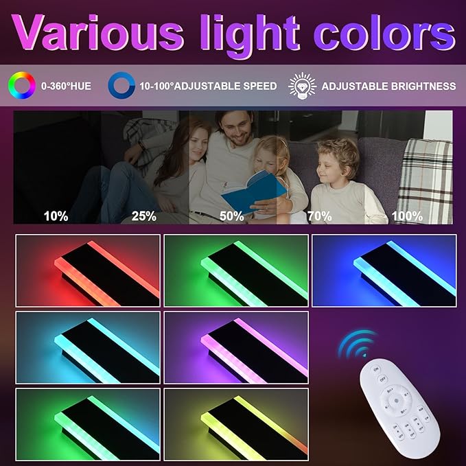 2 Pack RGB Outdoor Led Wall Light for House,60 inch Modern Long Outdoor Wall Lights,Dimmable Large Outside Linear Light Fixture,Exterior Long Linear Light for Porch,Patio,Garage,Enterway