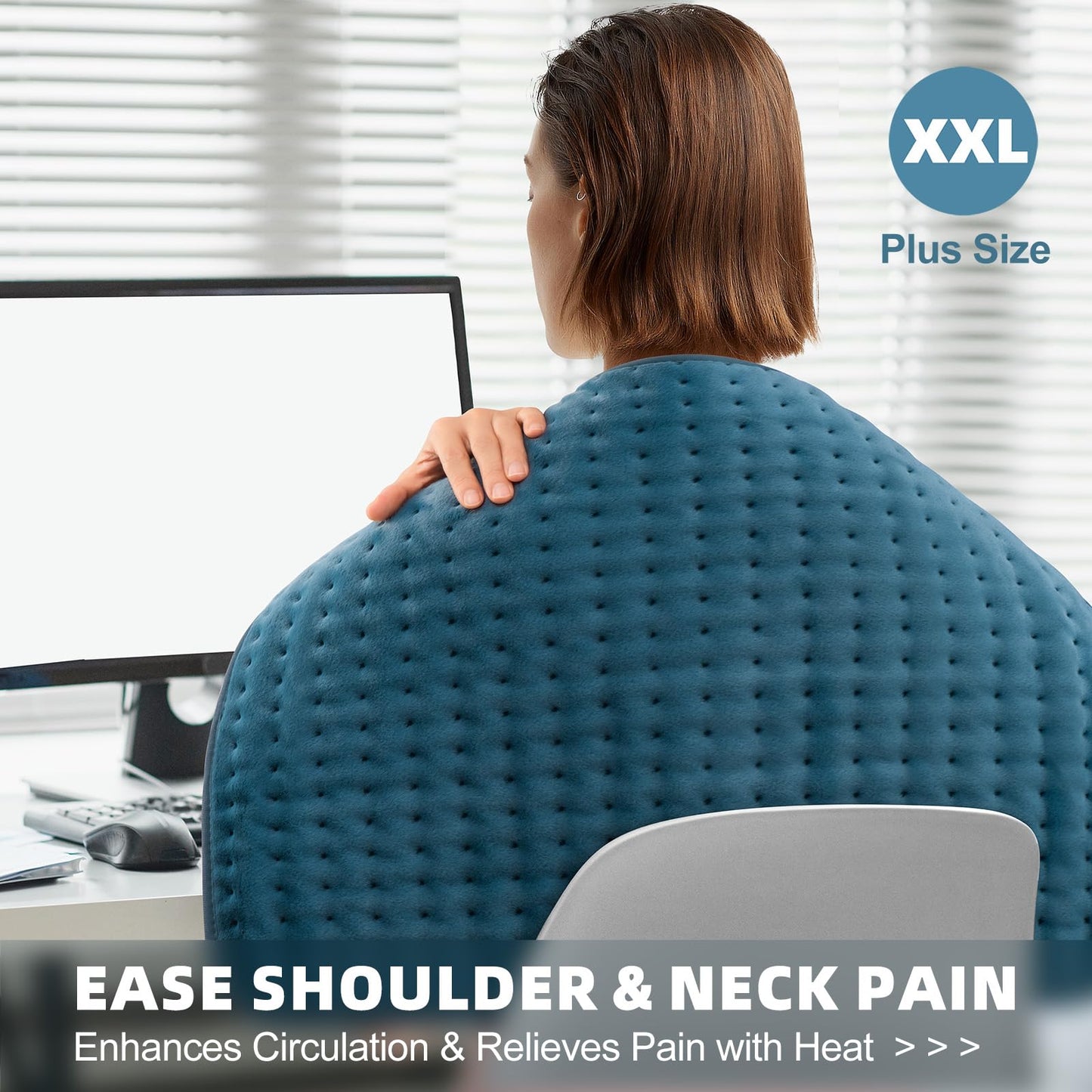 Heating pad for Back, Neck, Shoulder, Cramps and Leg Pain Relief, Heat Pads Christmas Gifts for Women, Men, Mom, Dad, Auto-Off,Machine Washable,Moist Dry Heat Options,Extra Large 12"x24"