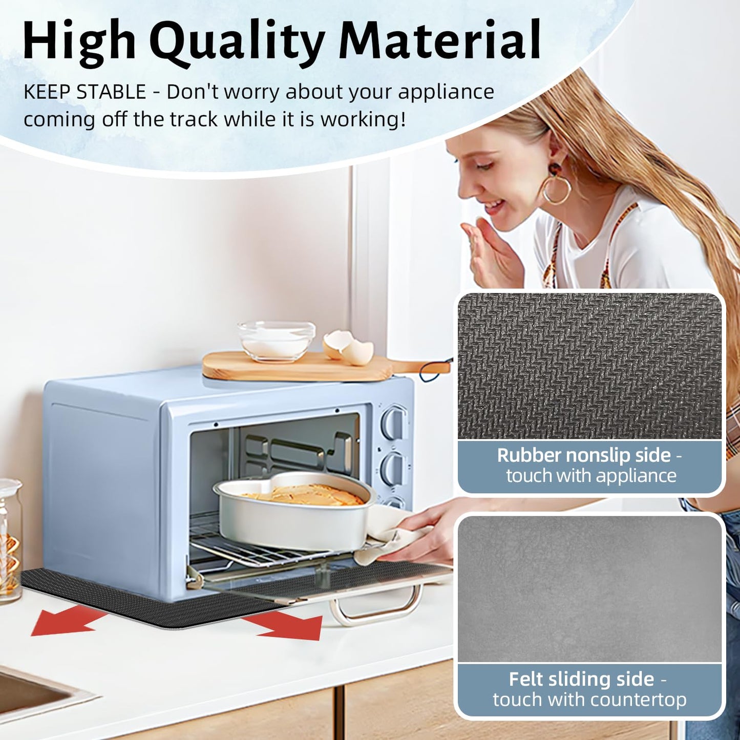 LOPNUR 14"x10" Small Appliance Slider, Appliance Sliders for Kitchen Appliances, 360° Rotating Sliding Tray for Coffee Maker, Heat Resistant Mat Cut to Fit Stand Mixer Air Fryer Microwave, Gray