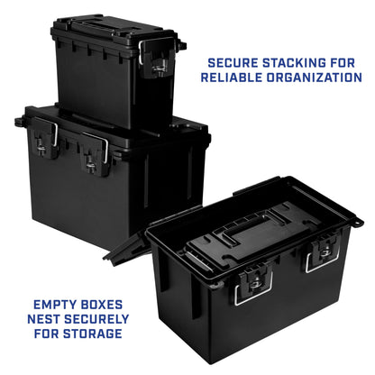 Sheffield Ammo Box Made in USA, Stackable Lockable Ammo Storage Box, Black