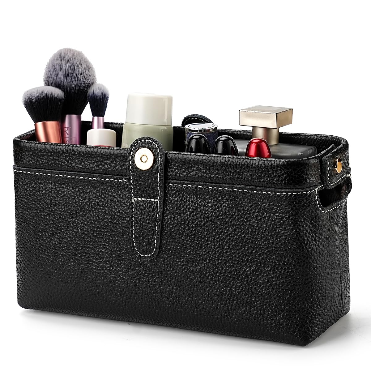 shuainiu Travel leather makeup bag, waterproof mini makeup box, small travel storage bag