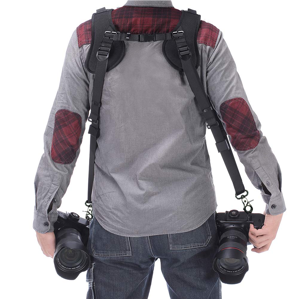 ztowoto Double Shoulder Camera Strap Harness Quick Release Adjustable Dual Camera Tether Strap for DSLR SLR Camera (focus)