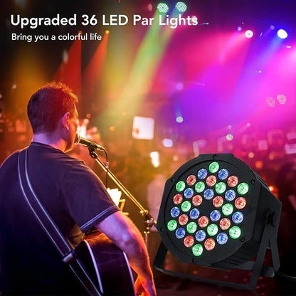 Dj Lights, 1 Pack 36 LED Par Lights Stage Lights with Sound Activated Remote Control & DMX Control, Stage Lighting Uplights for Wedding Club Music Show Christmas Holiday Party Lighting