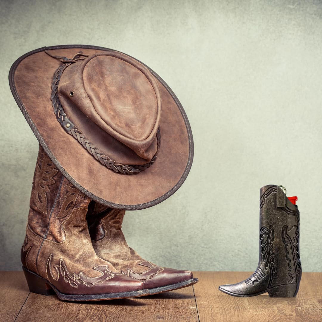 Cowboy Boot Lighter Case. Cow Boy Boot Lighter Holder Sleeve for J5 and J6 BIC Lighters. 3 Colors to Choose from. | Lighters NOT Included (Gray, Full Size J6)