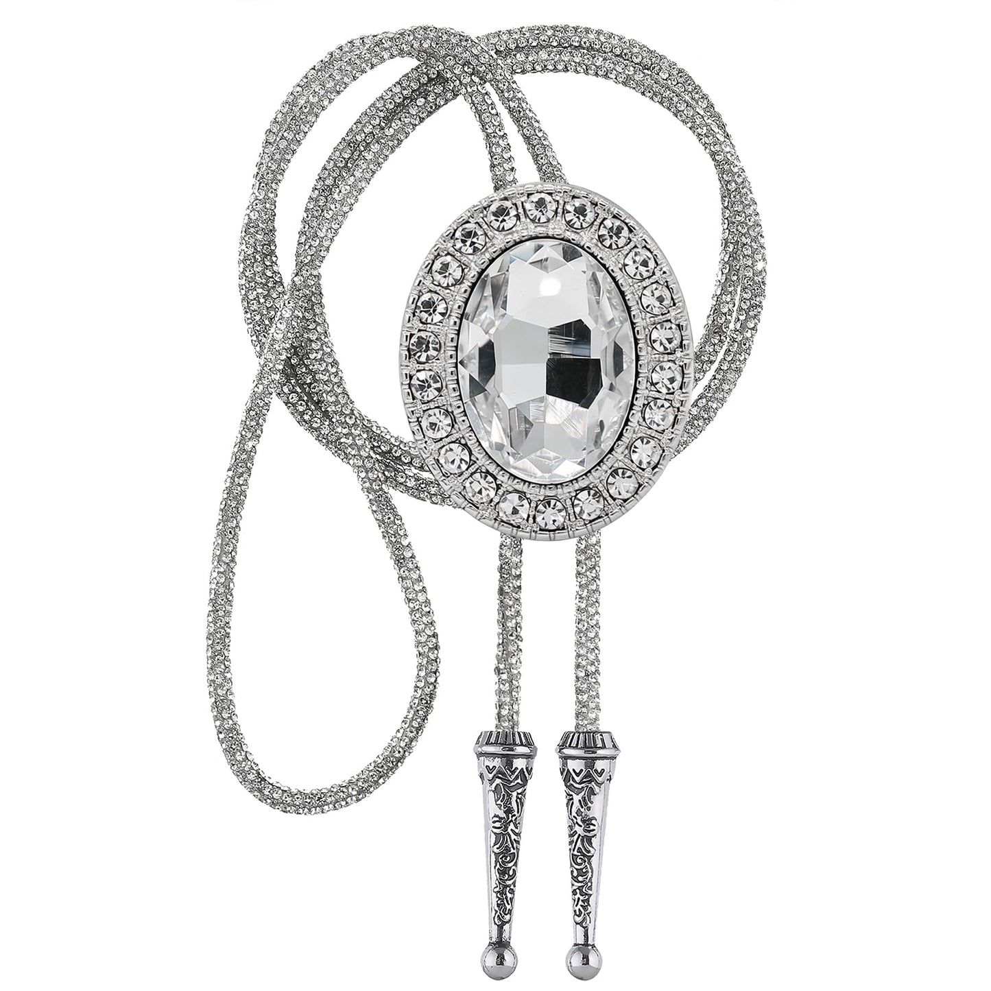 GelConnie Crystal Bolo Tie for Men Women Western Wedding Cowboy Tie Rhinestone Country Formal Necklace Adjustable Faux Leather Accessories