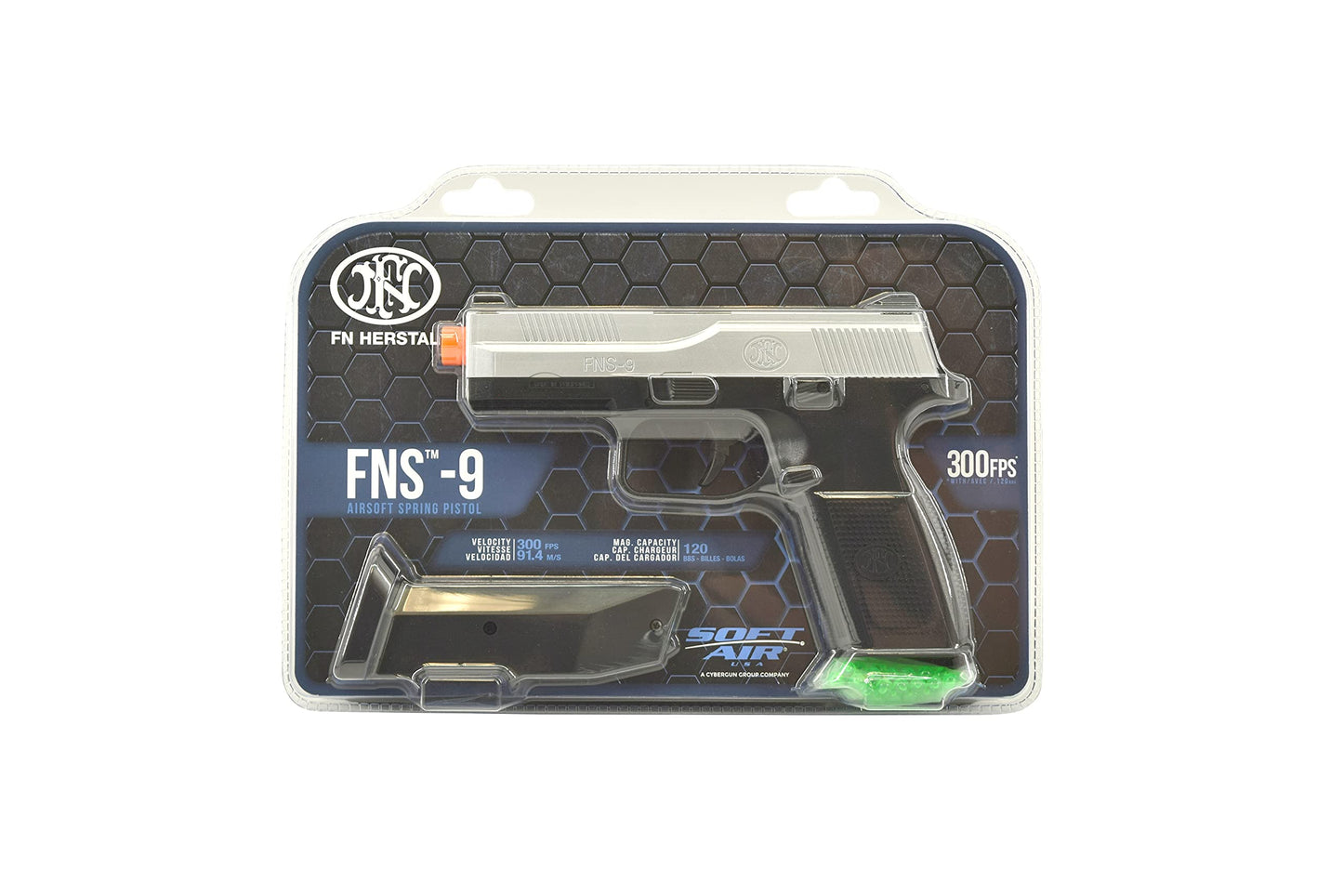 FN Herstal FNS-9 Spring Powered Airsoft Pistol, Silver-Black