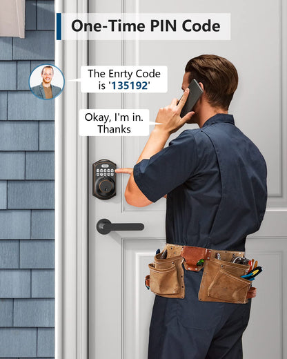 TEEHO TE001 Keyless Entry Door Lock with Keypad - Smart Deadbolt Lock for Front Door with 2 Keys - Auto Lock - Easy Installation - Satin Nickel
