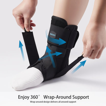 SNEINO Ankle Brace for Women Men - Ankle Support Brace for Sprained Ankle,Ankle Stabilizer for Achilles,Tendon,Sprain,Injury Recovery,Lace up Ankle wrap for Running,Basketball,Volleyball (Medium, Ankle Brace)