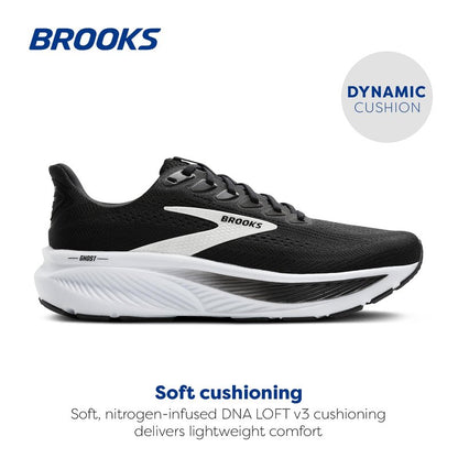 Brooks Men’s Ghost 17 Neutral Running Shoe - Black/Grey/White - 12.5 Wide