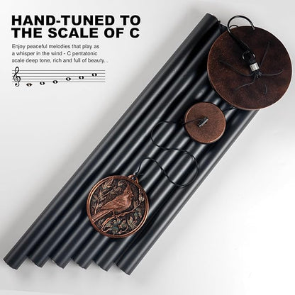 Vanquer Large Wind Chimes for Outside Deep Tone - 46'' Outdoor Clearance, Windchimes Outdoors, Memorial Wind Chimes, Sympathy Gift, Patio, Garden, Home Décor, Vintage Black (46" Cardinal)