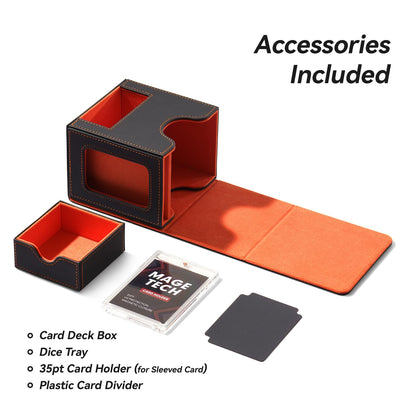 Mage Tech Card Deck Box for MTG Commander - Patented Design, Commander Display, Fits 100 Double-Sleeved Cards, 35pt Card Brick & Dice Tray - Blue/Green