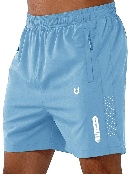 NORTHYARD Men's Athletic Running Shorts Gym Workout 7"/9"/5" Quick Dry Lightweight Sports Basketball Tennis 3 Zipper Pockets SKYBLUE-5inch 3XL