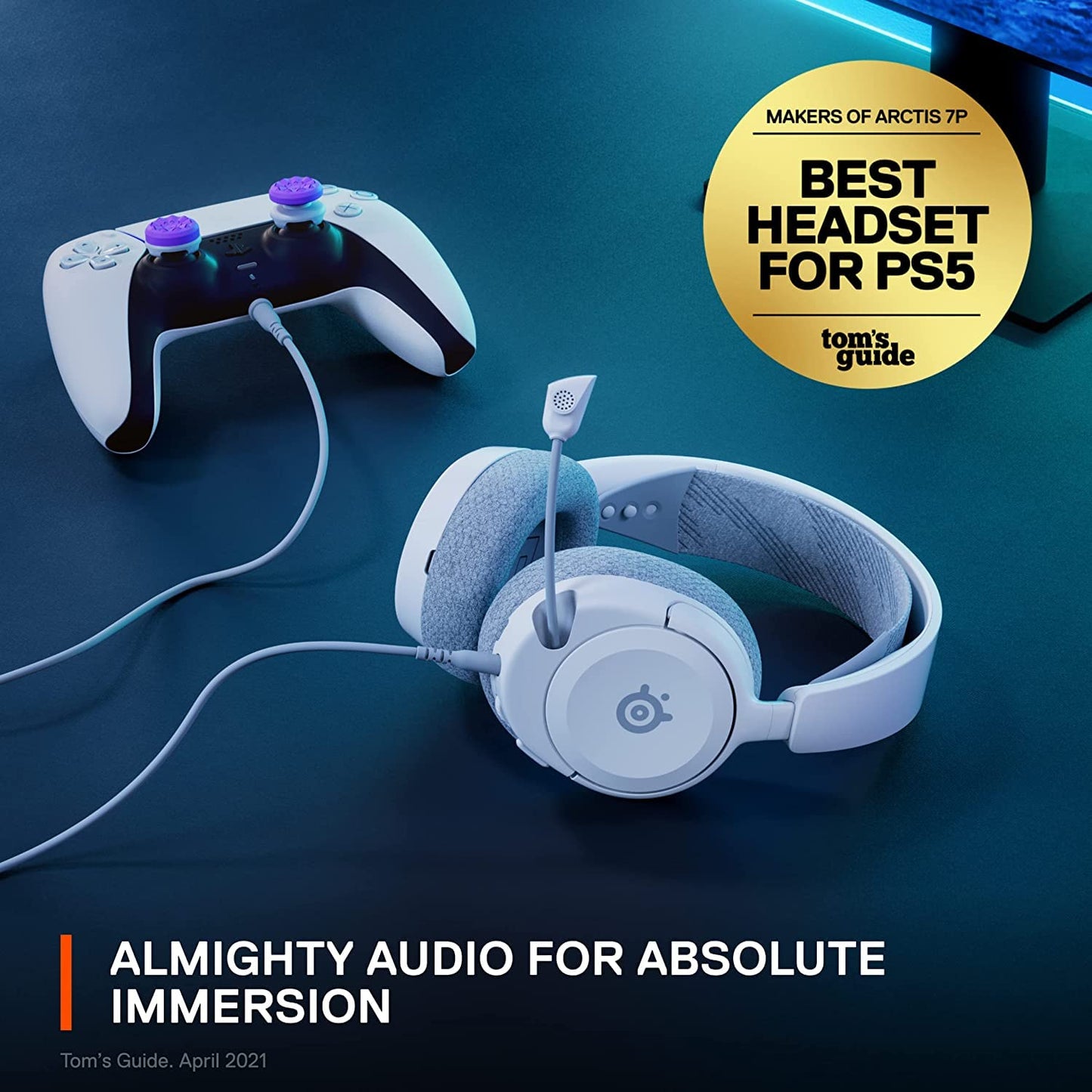 SteelSeries Arctis Nova 1P PS5 Headphones - Gaming Headset - 360° Space Sound - Memory Foam Ear Pads - Noise Cancelling Microphone - Also for PC, PS4, Switch, Xbox - White