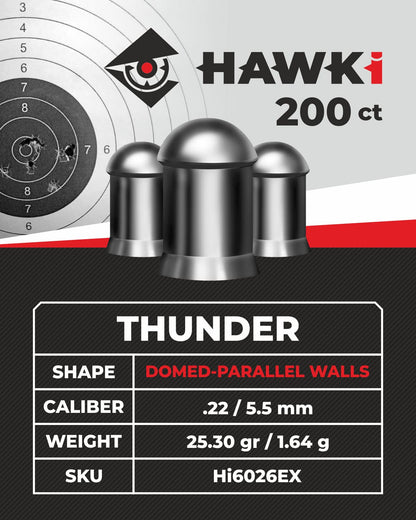 Hawki Airgun Pellets - .22/5.5mm Caliber (16.66 gr/1.08 g) 250 ct Hi7029EX Hollow + Pointed