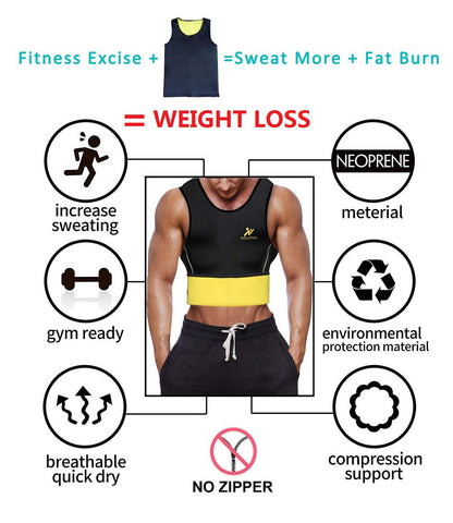 NINGMI Sweat Vest for Men Neoprene Waist Trainer Tank Weighted Vest Waist Trimmer Sauna Suit Running Vest