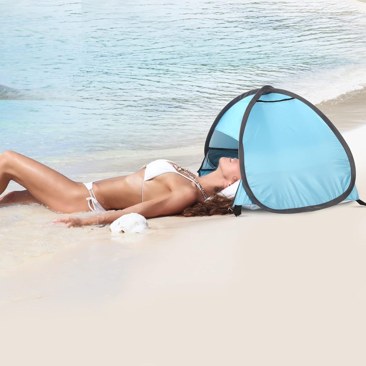 Pop Up Dog Beach Tent, Mini Head Shelters, Small Dog Beach Sun Shelters, Waterproof and Breathable Mobile Phone Stand with Tent Nails, 80cm