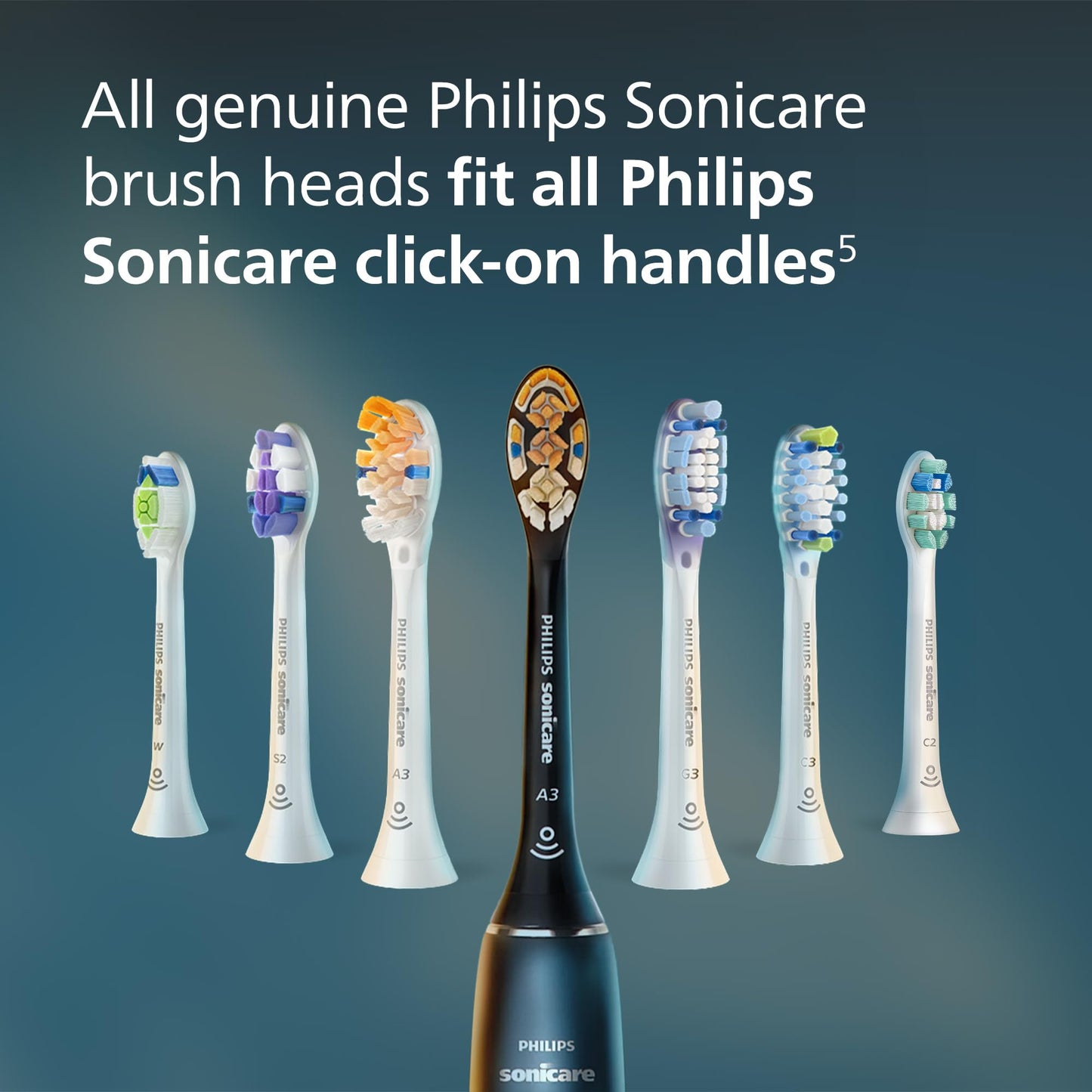 Philips Sonicare W DiamondClean - Genuine Replacement Electric Toothbrush Heads, White, 4 Pack One Year Supply, HX6064/65