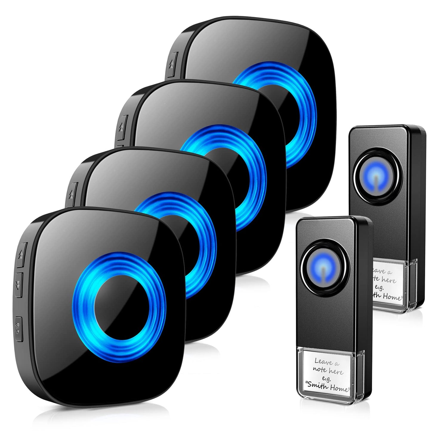 Wireless Doorbell - PHYSEN Door bell Chimes with Mute Mode - 58 Ringtones&5 Volume Levels Operating at 1300-ft Range LED Strobe, 2 Transmitters+3 Receivers Waterproof Doorbell Kit for Home/Classroom