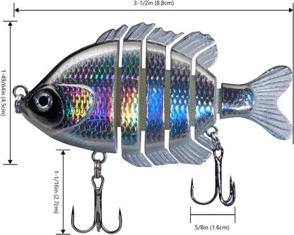 BASSDASH Multi-Jointed Bluegill Swimbaits - Hard Topwater Bass Fishing Lures | 3.5in/0.85oz