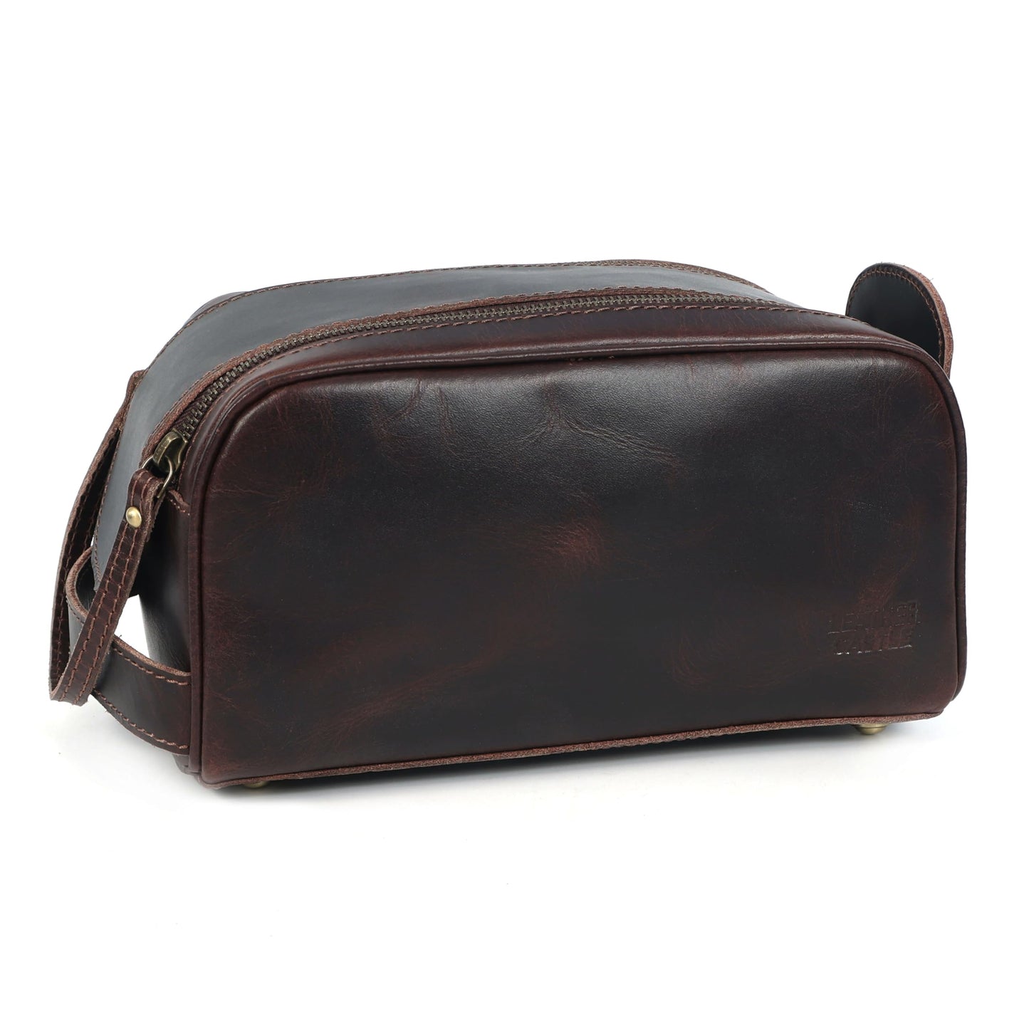 leather castle Toiletry Bag | Leather Dopp Kit for Men & Women – Travel Organizer with Multiple Compartments, Water-Resistant, Durable & Stylish | Grooming Essentials, Shaving & Makeup Pouch (Brown)