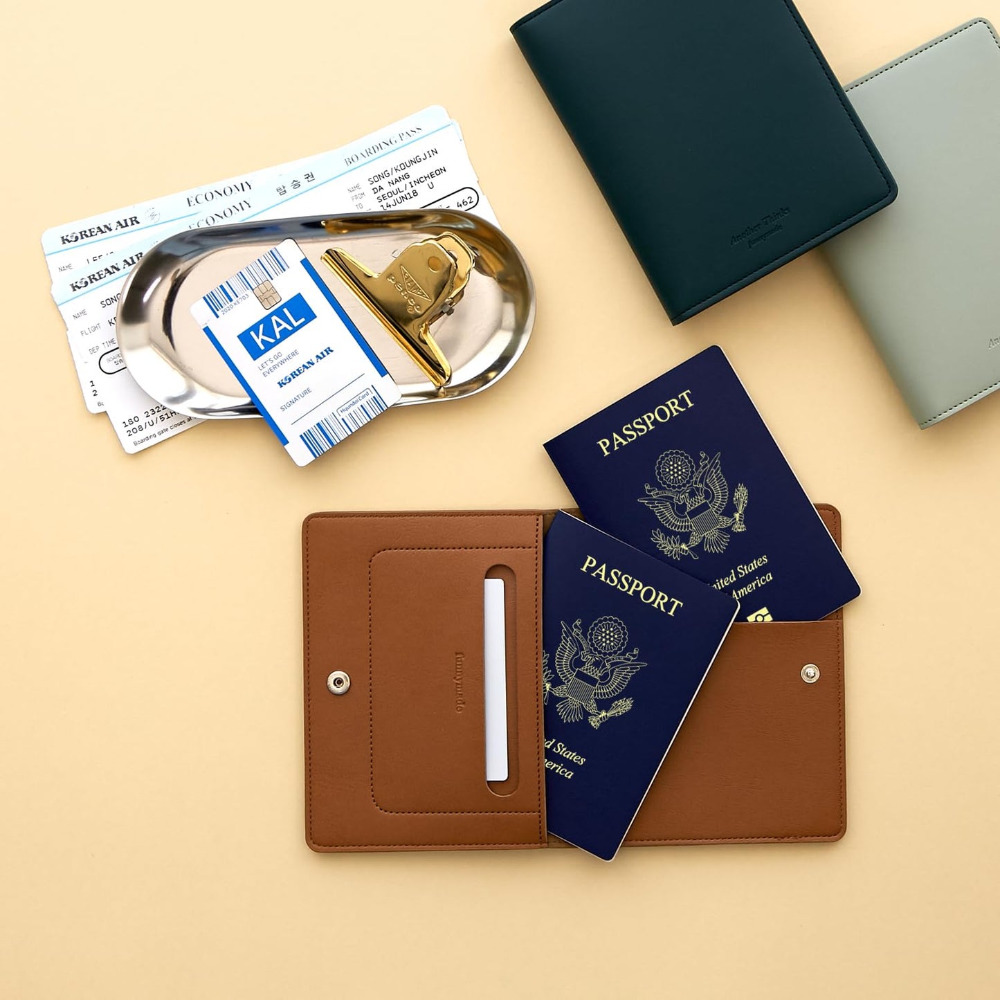 carrotez Family Travel Document Organizer – Premium RFID Blocking Leather Passport Holder & Wallet for 2 Passports, Cards, Boarding Passes & Travel Essentials – Brown