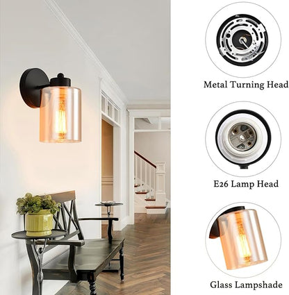 Metal Sconces Wall Lighting with Clear Glass Shade,Bathroom Black Vanity Light Matte Black Wall Sconce, Matte Black Vanity Lights for Bathroom, Modern Wall Light Fixtures
