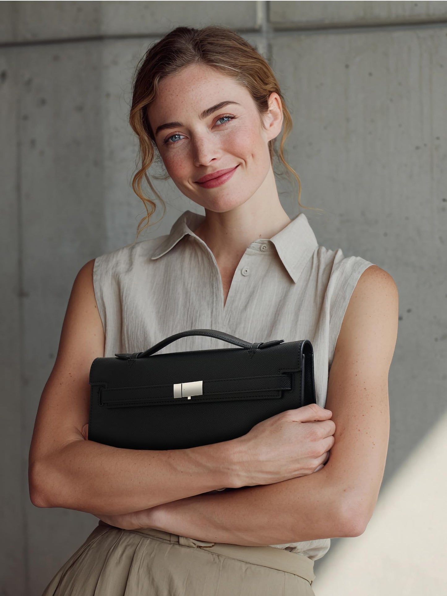 CHUNLI PU Leather Clutch Purses for Women, Trendy Ladies Top Handle Bag for Evening Work Business Daily Use