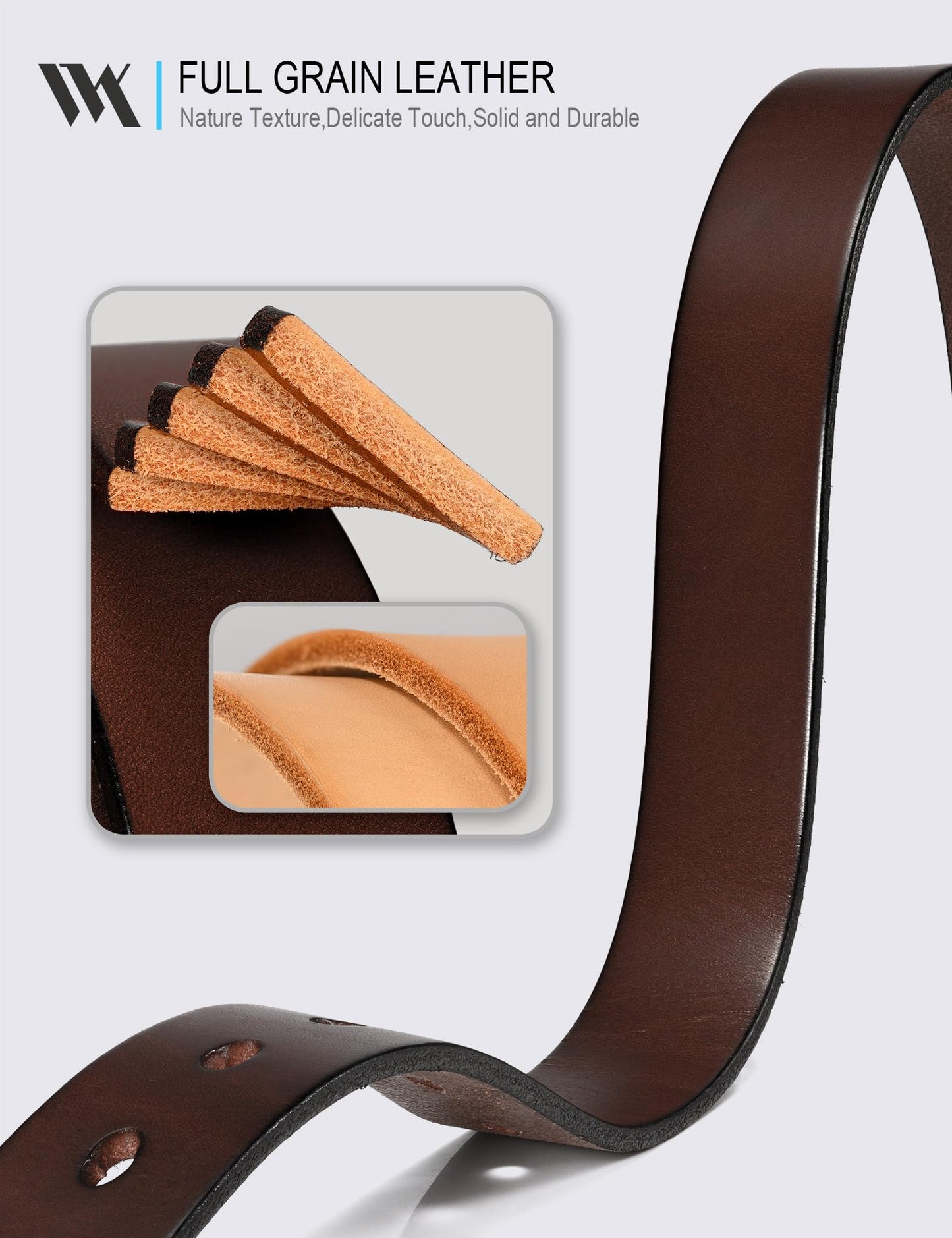 WOLFANT Full Grain Leather Belt for Women,1.1" Ladies Casual leather Jean Belt with Vintage Square buckle in Gift Box
