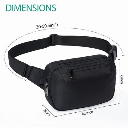 MAXTOP Black Fanny Packs for Women Men Water Resistant Crossbody Bags with 4-Zipper Pockets Adjustable Belt Bag Waist Pack for Travel Running Hiking Sports Casual Easy Carry Any Phones