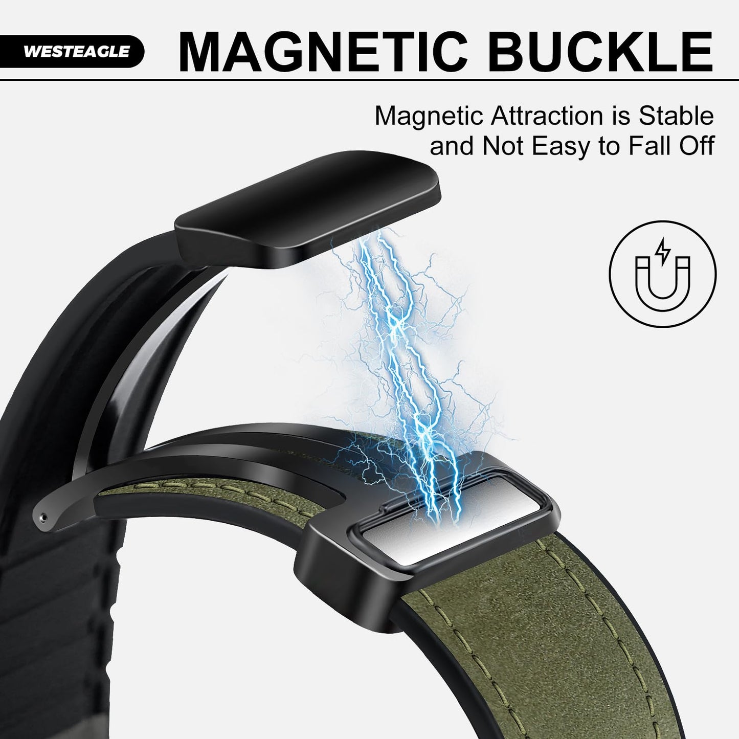 WestEagle Magnetic Leather Bands Compatible with Apple Watch 49mm 46mm 45mm 44mm 42mm(S3/2/1) for Men Women, Genuine Leather with Magnetic Buckle for iWatch Ultra1/2/3 Series SE11/10/9/8/7/6/5/4/3/2/1