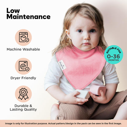 KiddyStar Baby Bandana Bibs, 5 Pack Organic Cotton Drooling & Teething Bib for Babies, Infants & Kids, Gift for Newborn (Classic Bandana Bibs)