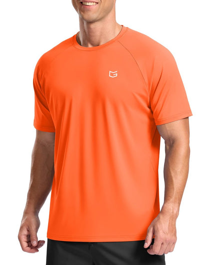 G Gradual Men's Athletic Workout T-Shirts Moisture Wicking Cooling Running Shirts Short Sleeve Performance Tee for Gym Tennis(Orange,4XL)