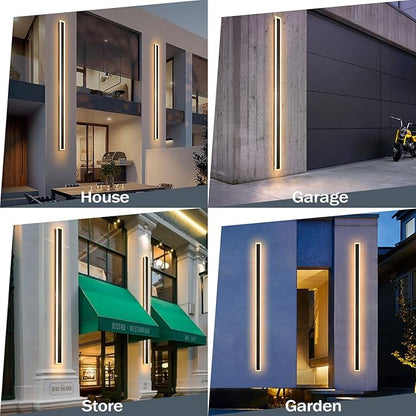 92 Inch Modern Outdoor Wall Light, 3000K Black Exterior Light Fixtures Wall Mount Ip65 Waterproof Modern Porch Lights Wall Sconce Long Linear Outside Lighting for House